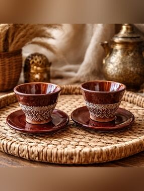 Handcrafted Moroccan Ceramic Cup & Saucer Set